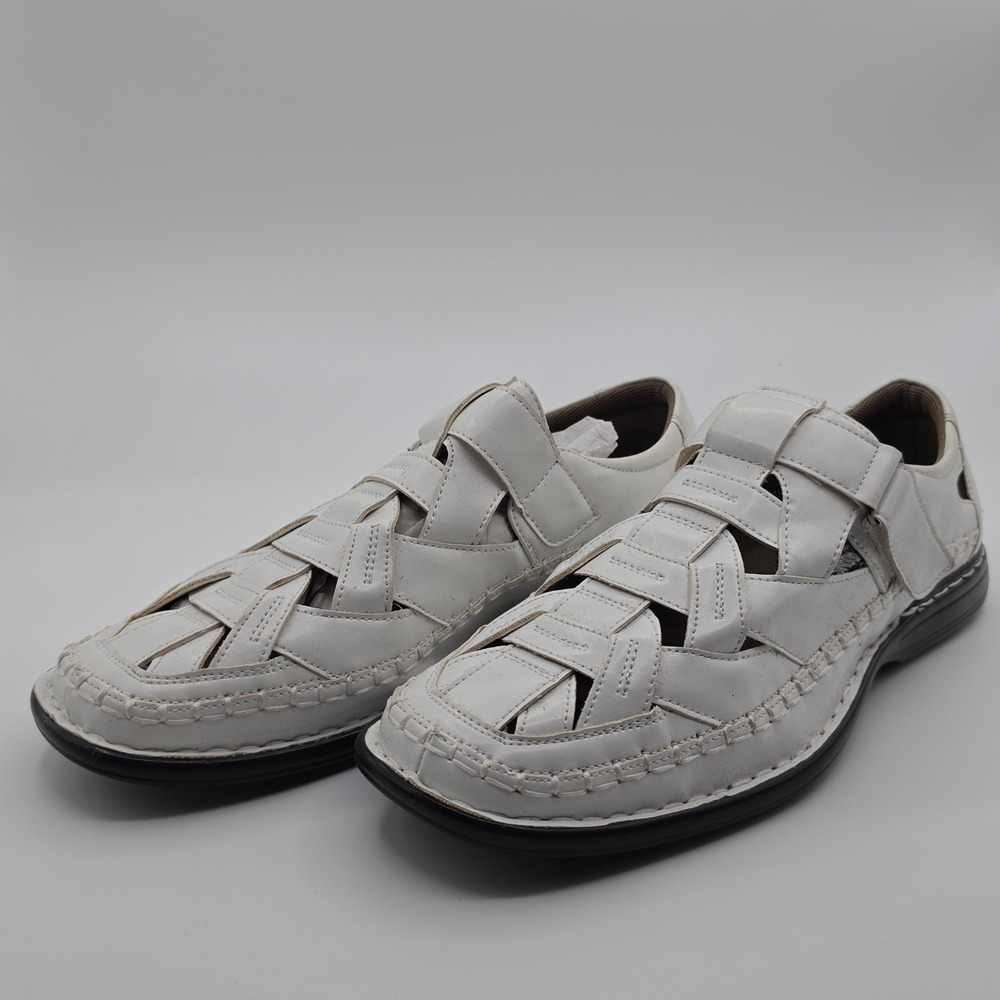 Stacy Adams Fisherman Sandals Mens 9.5M White Good Woven Strap 25025-100